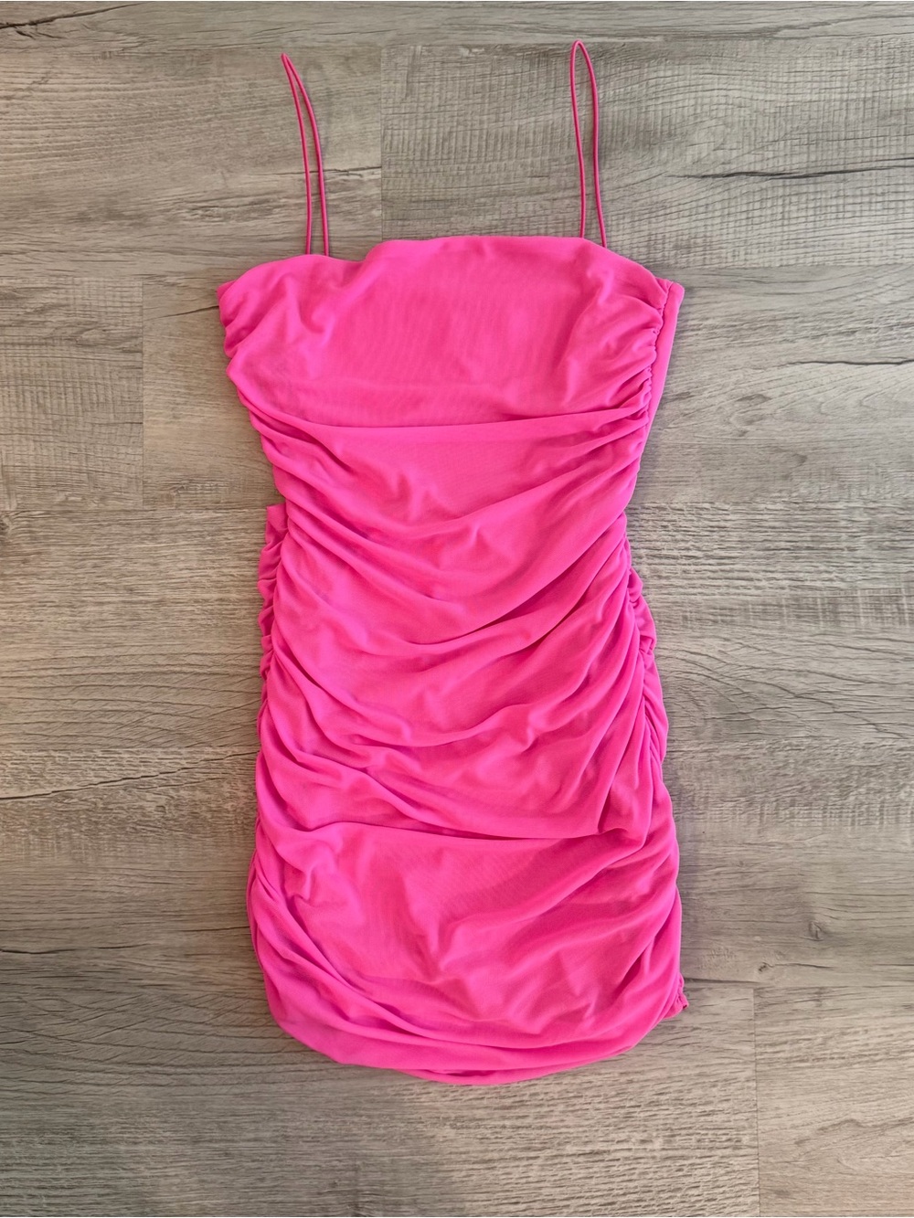 Princess Polly Pink Ruched Spaghetti Strap Mini Dress
